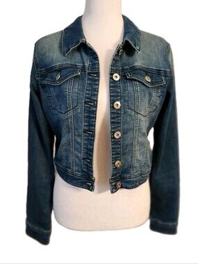 Guess Vintage Women's Blue Denim Crop Jacket XS